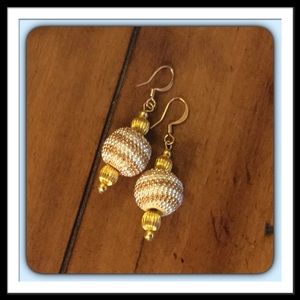 Chiaroscuro Designs Gold & White Beaded Earrings
